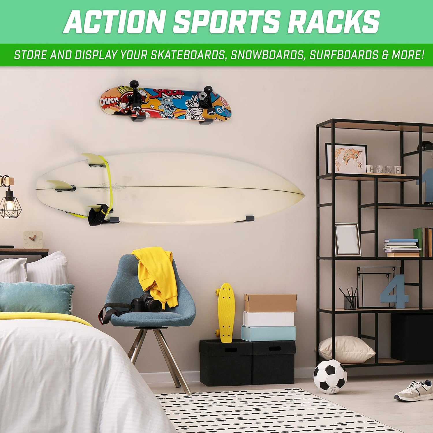 GoSports Universal Snowboard & Skateboard Wall Mount Display Racks – 2 Pack Foam Padded Hangers: A Review for Action Sports Enthusiasts