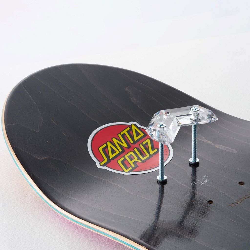 Durable Arkorus skateboard rack mounted on wall, showcasing a longboard securely.