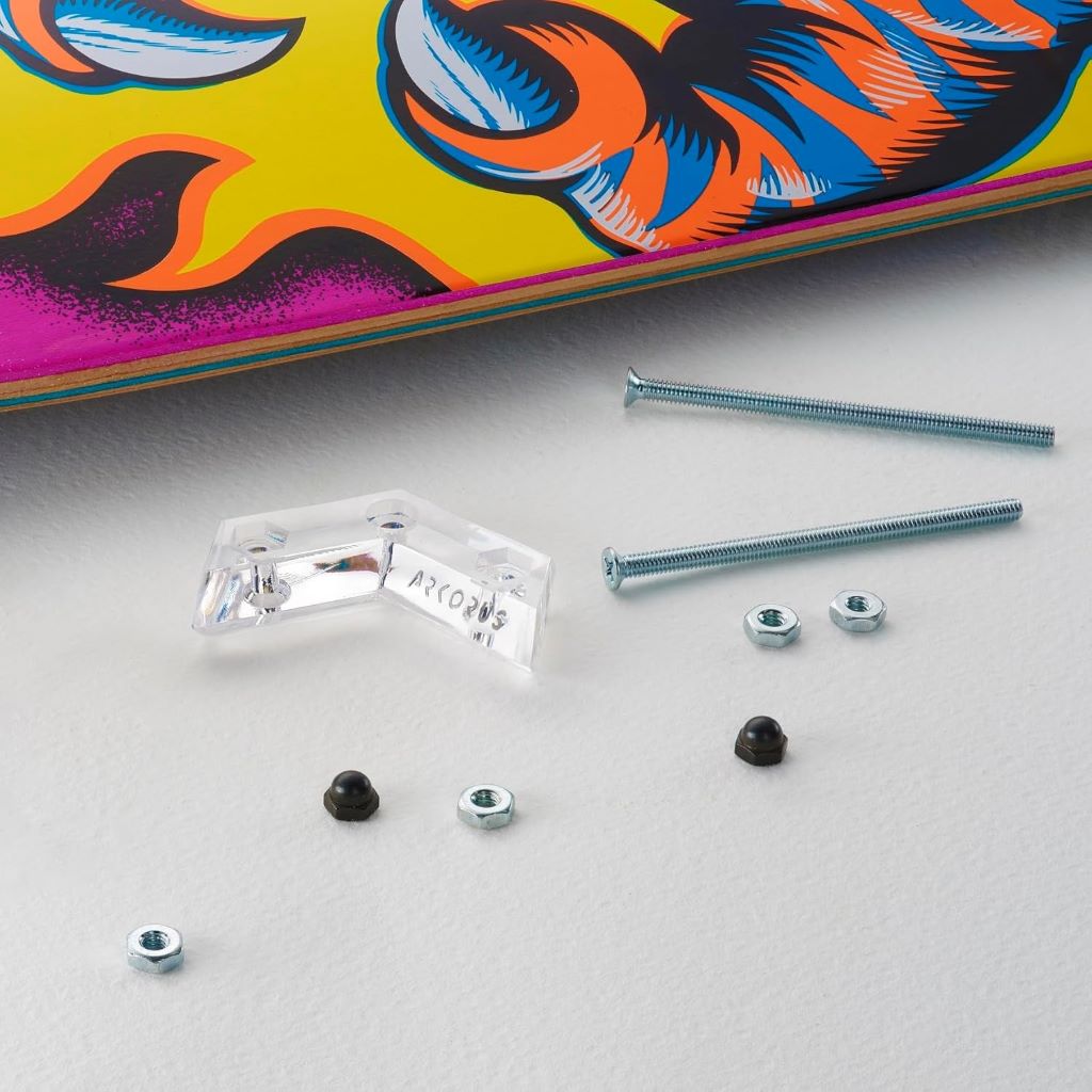 Premium clear skateboard hanger by Arkorus, floating design for organized deck display.