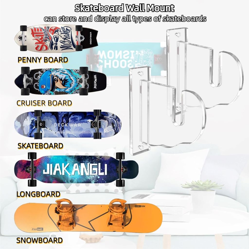 Stylish BiJun wall rack for organized skateboard and snowboard display