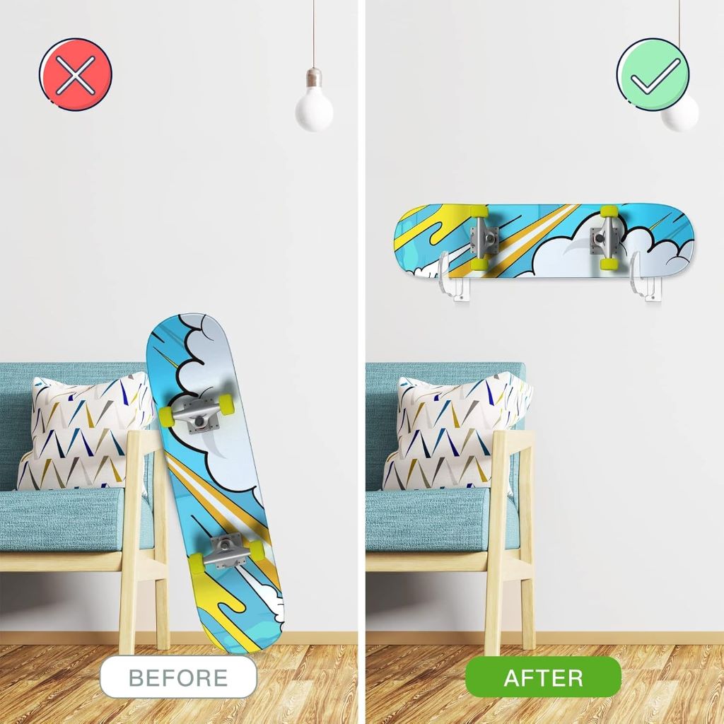 Acrylic skateboard and snowboard wall mount transforming any space