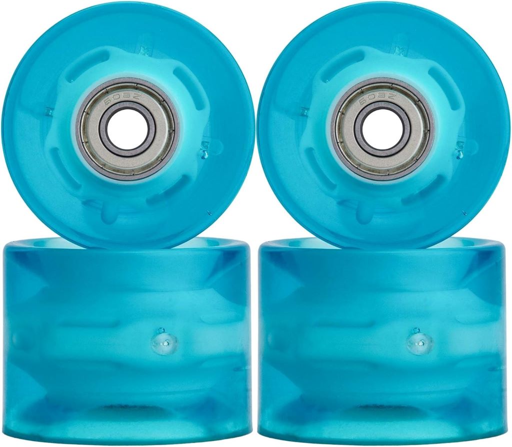 NONMON 4X 60mm blue LED cruiser skateboard wheels with ABEC-9 bearings
