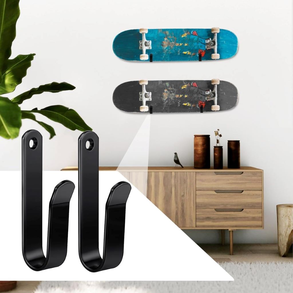 Durable wall mount clips for snowboards, skateboards, surfboards, and skis