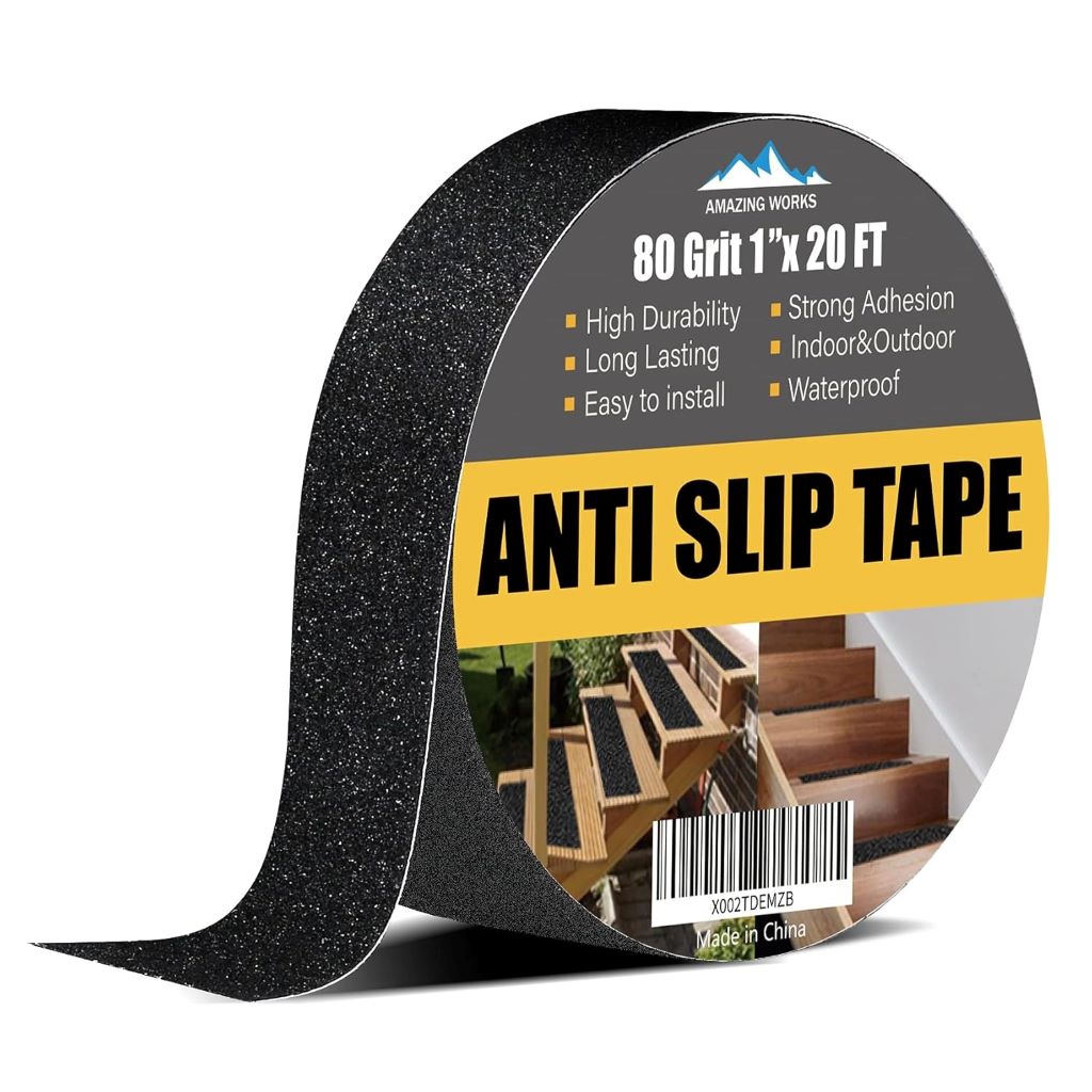 Durable non-skid adhesive tape ensuring safety on stairs, indoor and outdoor use