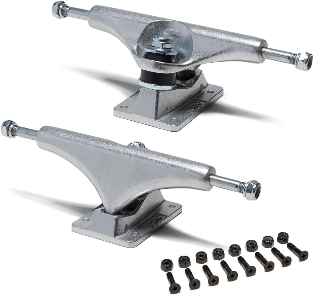 CCS black and raw skateboard trucks with 1-inch mounting hardware