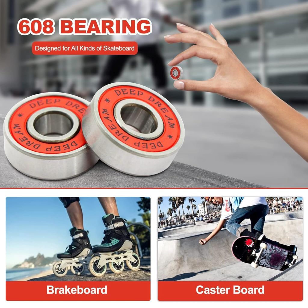 Premium DEEPDREAM skateboard bearings set for longboards, 20 pieces, high-performance.