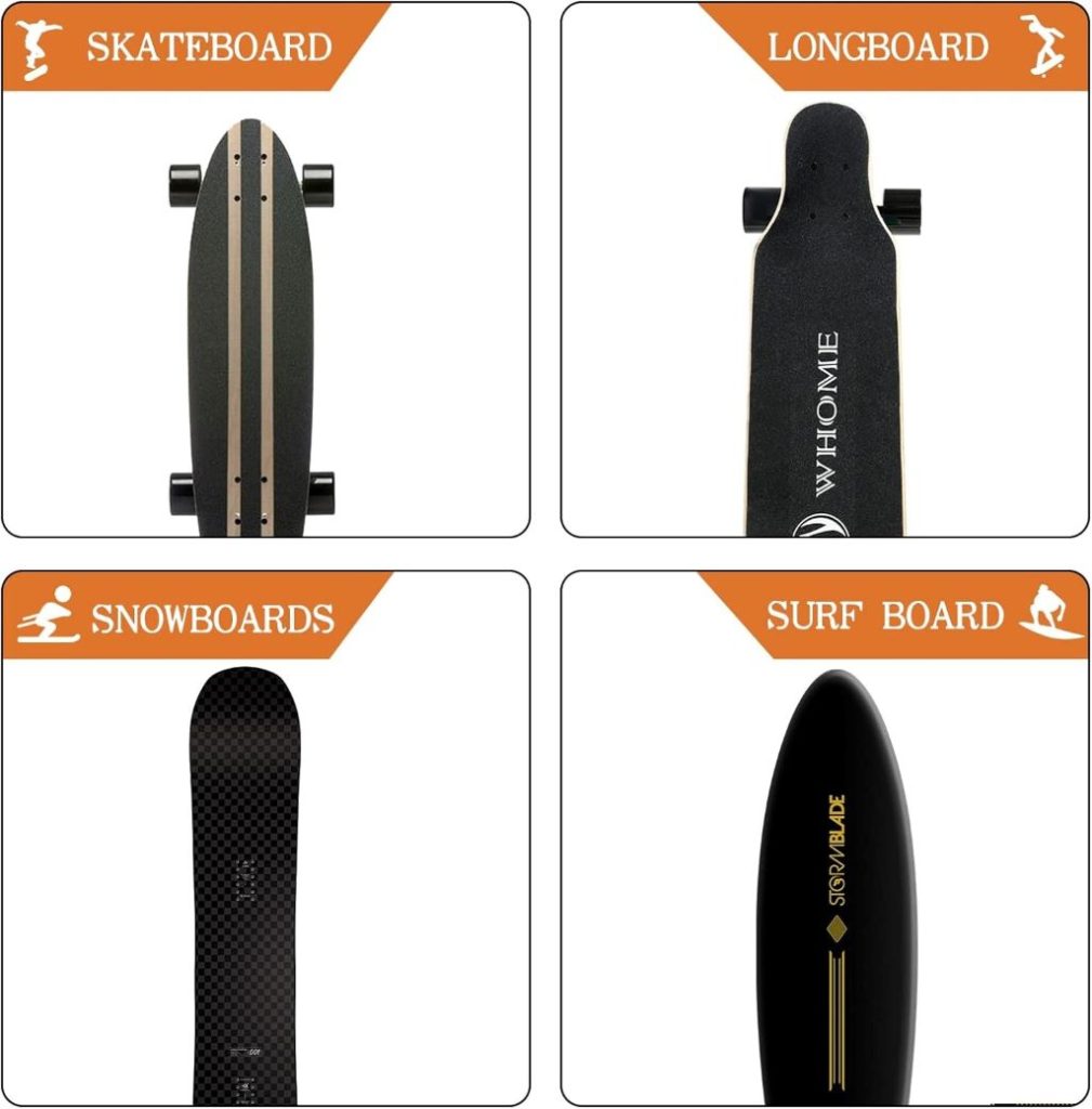 Sturdy wall-mounted hangers from FABTEASQ displaying skateboards and other gear neatly.