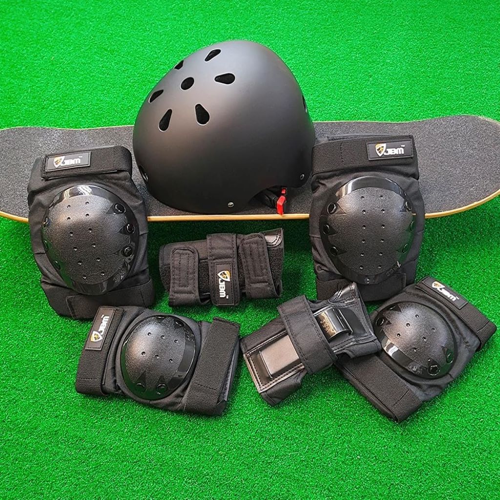 Protective helmet and pad set by JBM designed for beginner to advanced skaters