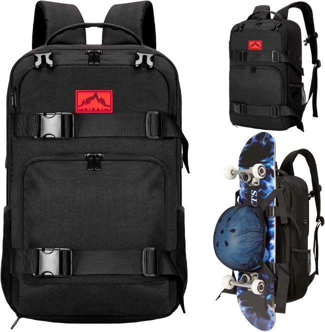 GoHimal Skateboard & Laptop Backpack for men and women with skateboard straps and laptop compartment.