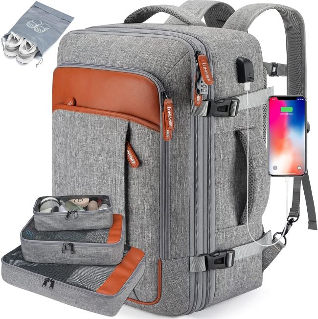 Lumesner 40L carry-on backpack for travel – expandable, flight-approved, water-resistant