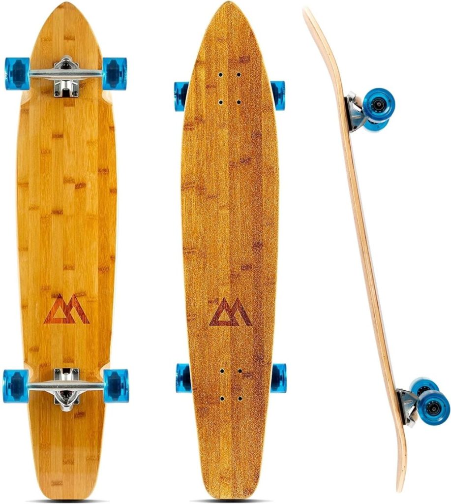 Magneto 44-inch kicktail longboard with bamboo and maple deck.