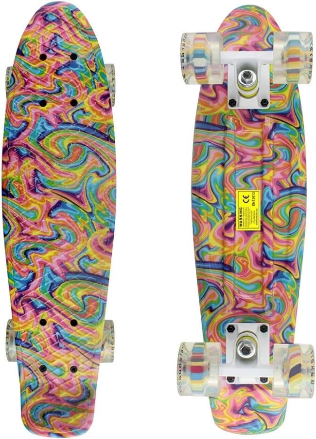 Meketec 22-inch retro mini cruiser skateboard in bright colors for kids and beginners