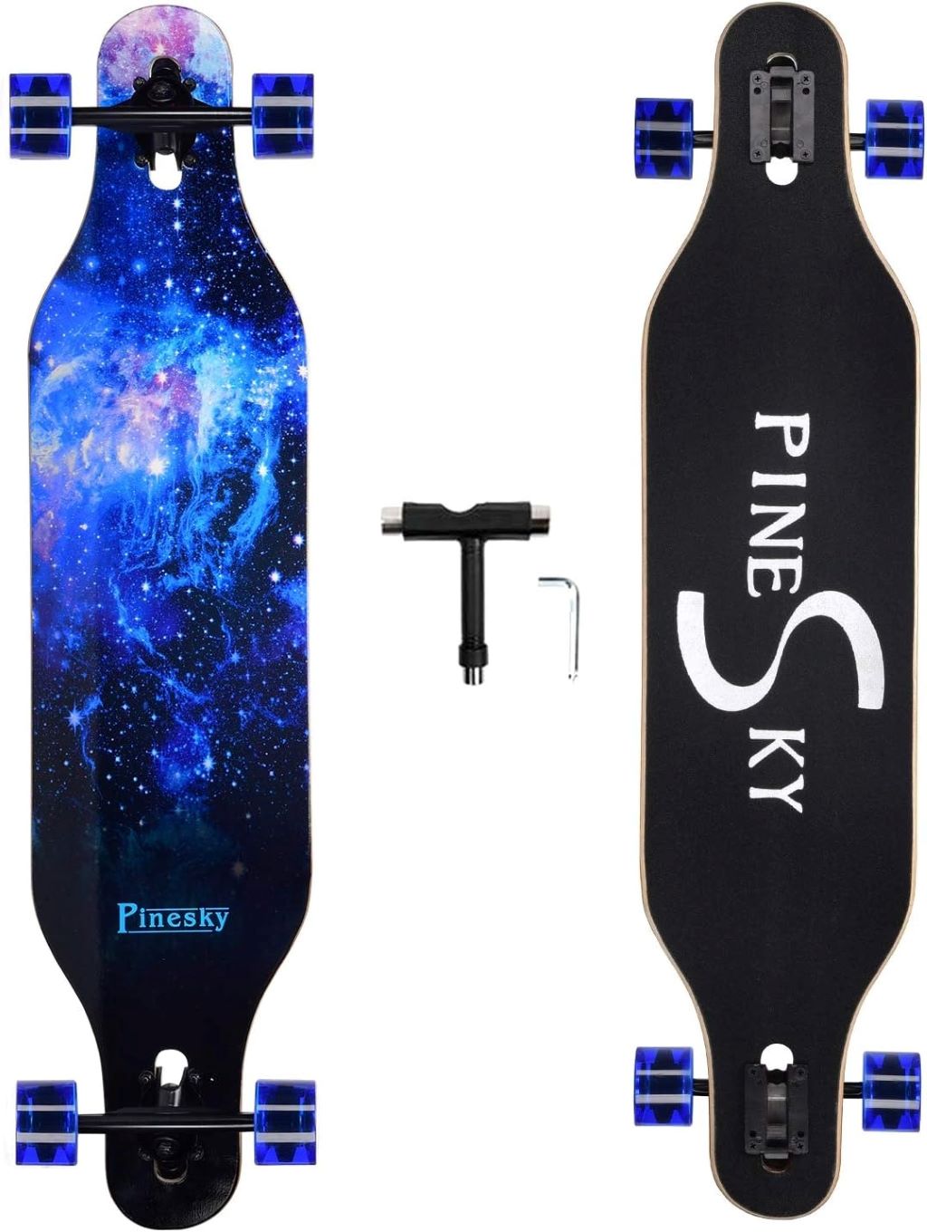 PINESKY 41-inch maple longboard for cruising, carving, and downhill riding.