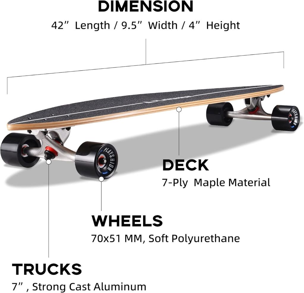 42" Pintail Playshion Longboard Skateboard in action