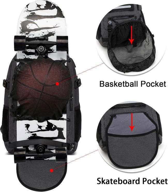 Stylish dark grey RUCYEN backpack for business, travel, and skateboarding
