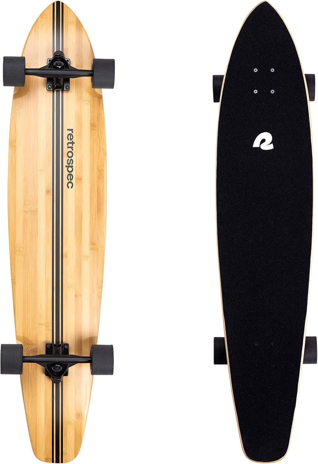 Smooth-riding 44-inch Retrospec Zed longboard made of bamboo and Canadian maple.