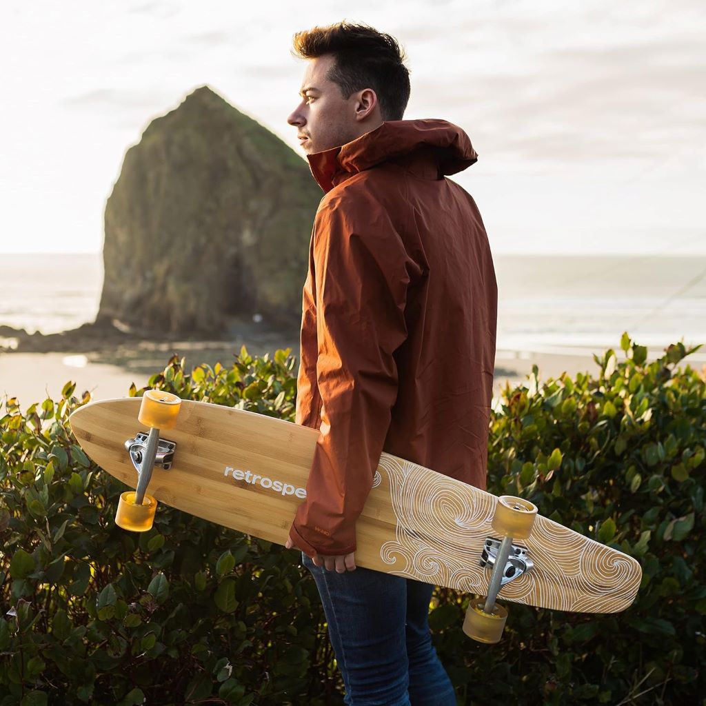 Retrospec Zed 44-inch longboard with bamboo and maple deck, ABEC-7 bearings, and 70mm wheels.