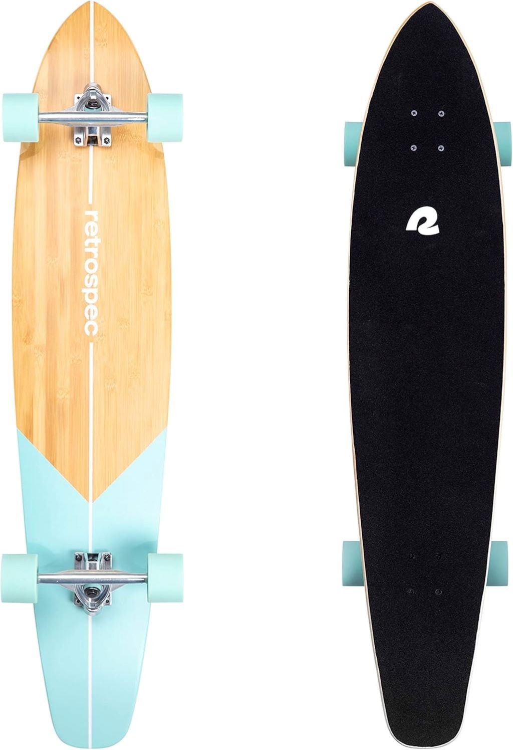 Retrospec Zed Pintail 41-inch longboard on pavement for smooth cruising.