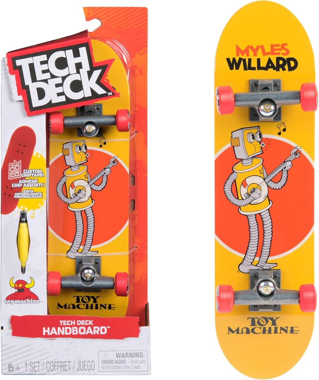 Tech Deck Toy Machine mini skateboard for kids, ages 6+, handheld skateboarding fun.