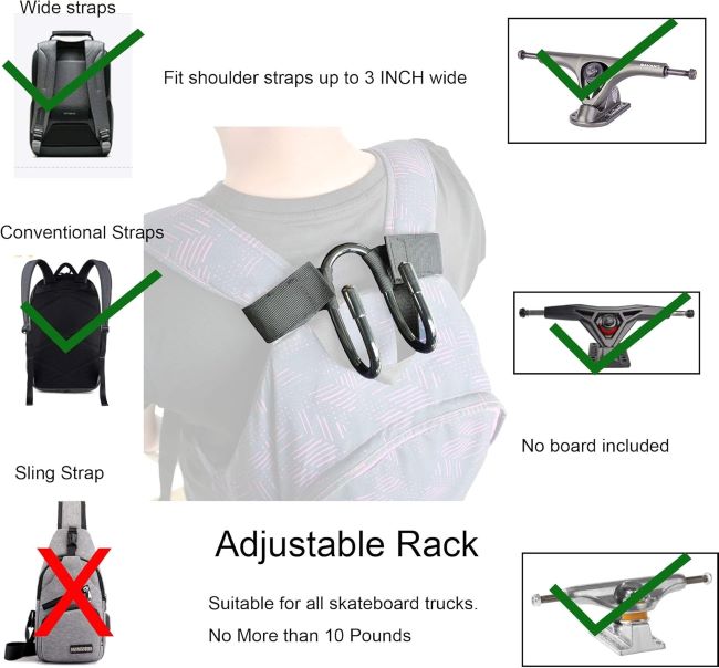 Universal skateboard carrier hook for backpacks by YYST