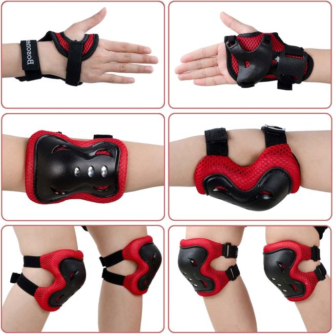 Youth safety pads by BOSONER for roller skating, cycling, BMX, and scooter riding.