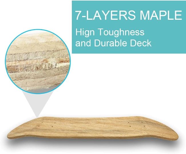 Blank Beipoo skateboard deck displaying durable maple construction