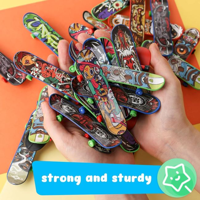Fun POPLAY finger skateboards, ideal for party favors, classroom rewards, and kids’ gifts
