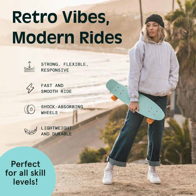 Compact Retrospec Quip Mini Cruiser skateboard riding smoothly on ABEC 7 bearings