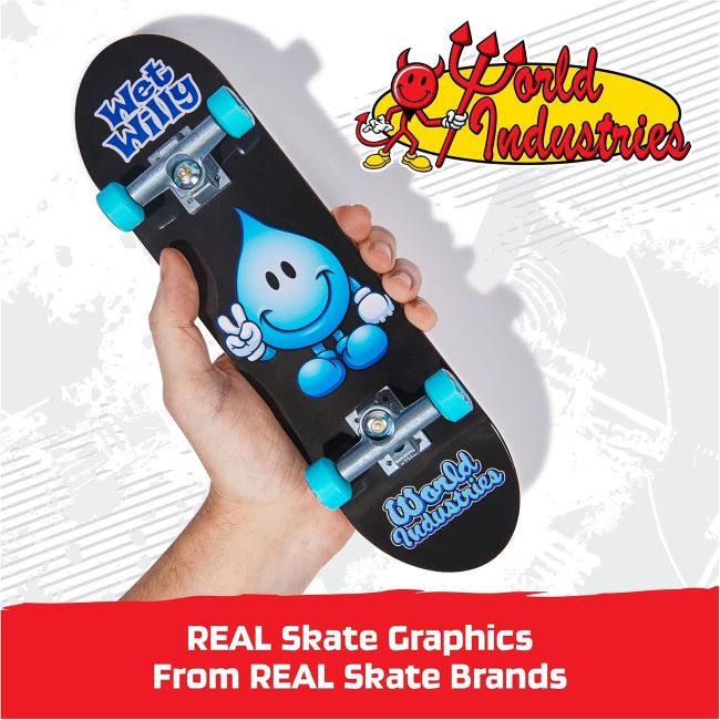 World Industries Tech Deck mini skateboard for boys and girls, hands-on fun and skill play.