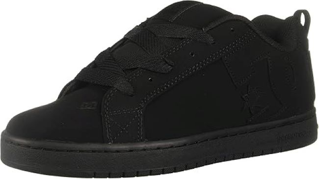 DC Men's Court Graffik low-top skate shoes in black and white