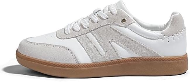 Lucky Step women’s fashion skate sneakers in genuine leather with casual tennis style