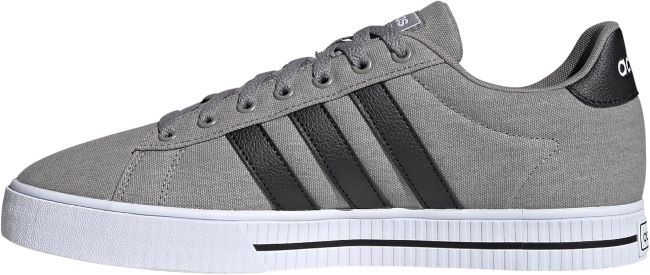 Adidas Men’s Daily 3.0 sneaker in black and white, stylish skateboarding shoes