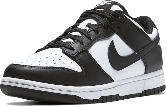 Nike Men’s Dunk Low Retro sneaker in white and black, ideal for skateboarding and street style.