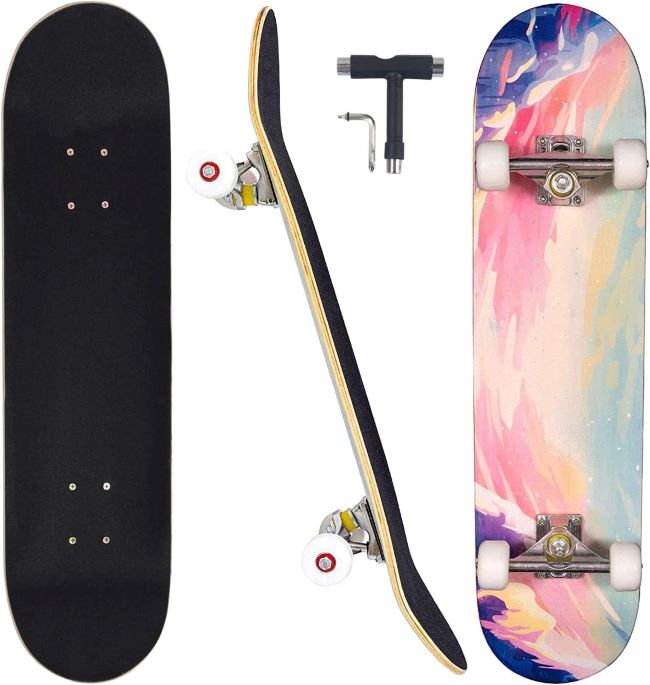 CAPARK 31-inch pro complete skateboard with 7-layer maple double kick concave deck for teens and adults