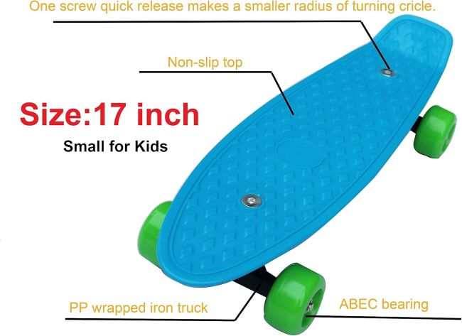 SK8MEMO mini cruiser skateboard for beginners, compact complete skateboard design