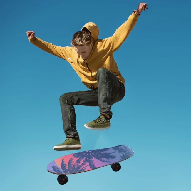 ALAZA tropical sunrise palm tree graphic grip tape sheet with anti-slip surface for stylish longboard and skateboard decks.