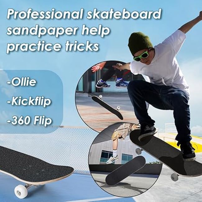 Aolabela black skateboard grip tape with no air bubbles and durable anti-slip surface for improved board control.