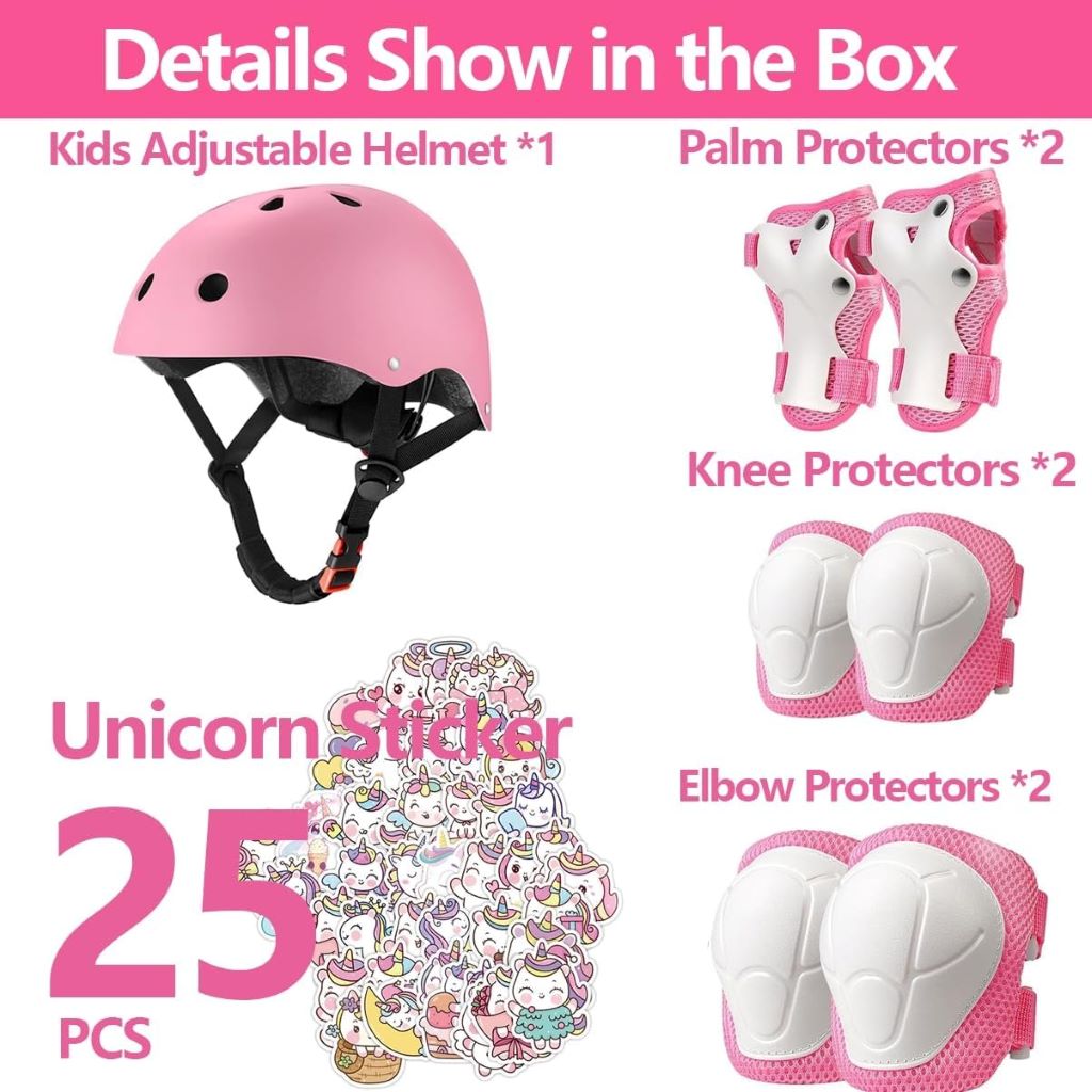 FiveColor&Co Kids Helmet Protective Gear Set – toddler helmet with knee pads, elbow pads, and wrist guards for biking and skateboarding