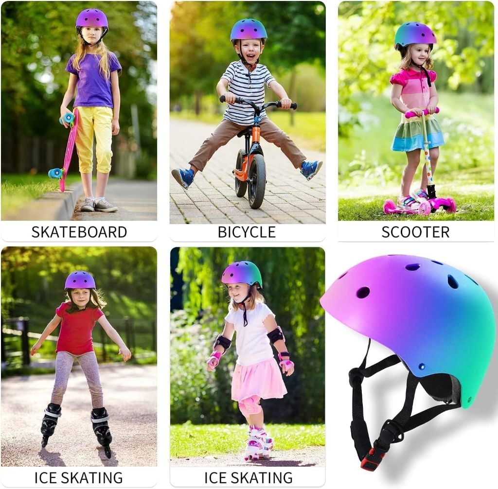 JeeFree Kids Gradient Bike Helmet – colorful adjustable toddler and youth helmet for cycling, skateboarding, and roller skating.