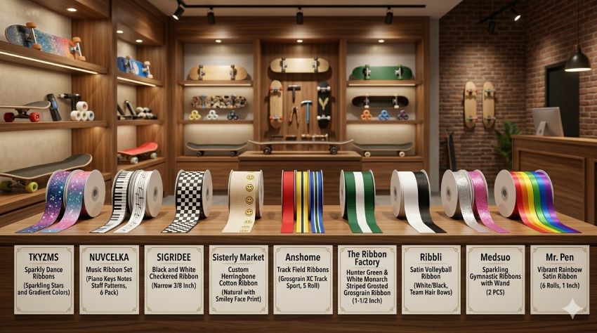 Colorful skating ribbon decorations used on ice performance in Florida creating flowing, magical visual effects during a routine.