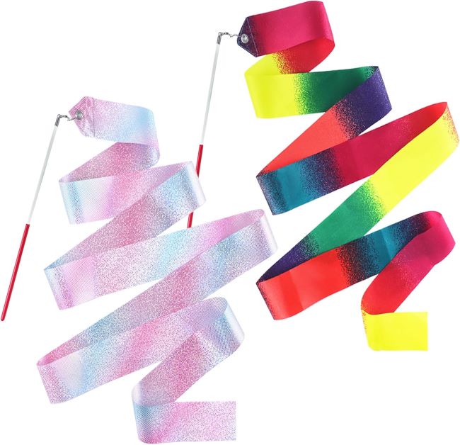 TKYZMS sparkling dance ribbons for gymnastics and ballet, 78.7-inch twirling streamers for kids and adults with gradient colors.