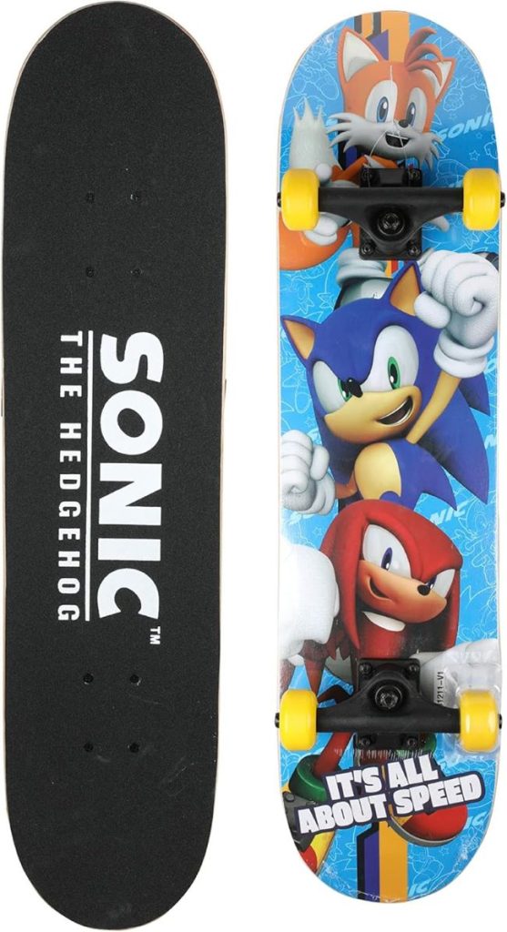 Voyager Sonic character skateboard cruiser with ABEC 5 bearings, durable deck, and smooth wheels for kids and teens