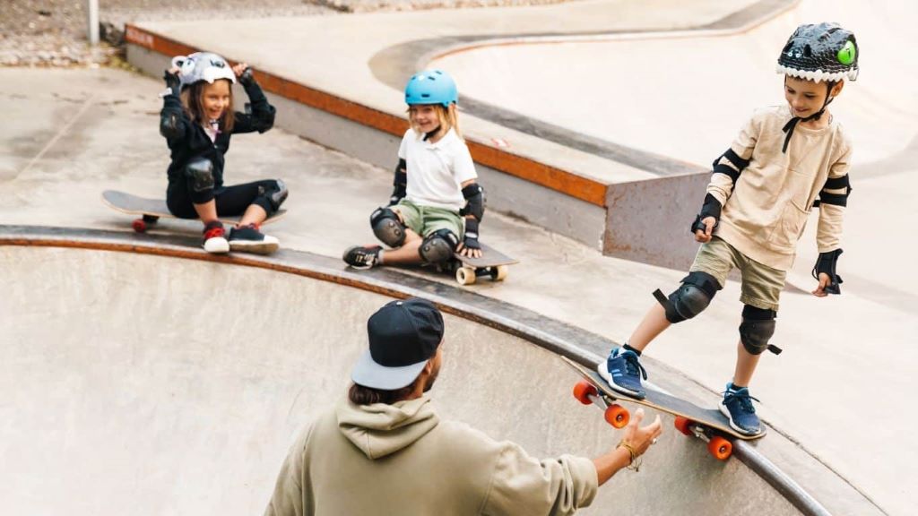 Child wearing a properly fitted skateboard helmet for safe riding and comfort