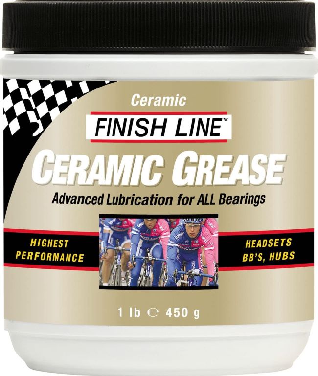 Finish Line ceramic bicycle grease for hubs, bottom brackets, and headsets to reduce friction and heat while preventing rust