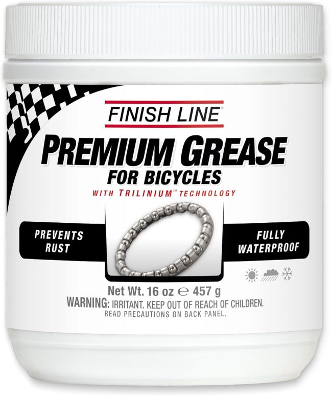 Finish Line Premium bicycle grease tub for waterproof protection and long-lasting lubrication of bearings, threads, and moving parts