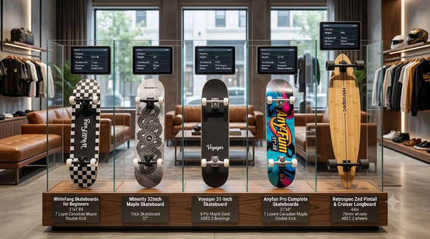 High-performance adult skateboard with sturdy wheels for commuting and skate park sessions in Illinois