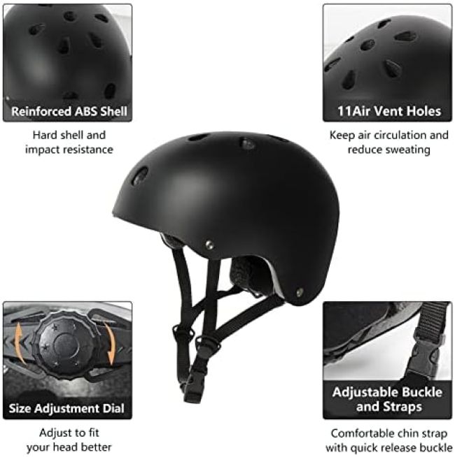 Tourdarson adjustable skateboard helmet with comfortable fit and protective shell for outdoor activities